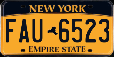 NY license plate FAU6523