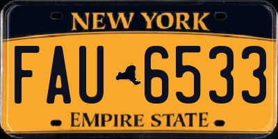 NY license plate FAU6533