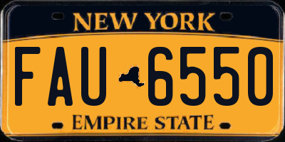 NY license plate FAU6550