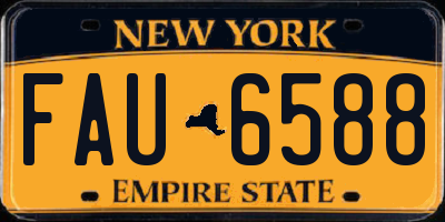 NY license plate FAU6588