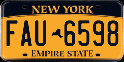 NY license plate FAU6598
