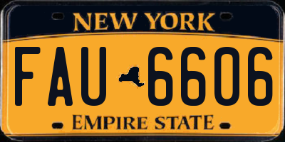 NY license plate FAU6606