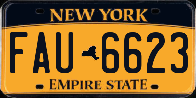 NY license plate FAU6623