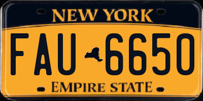 NY license plate FAU6650
