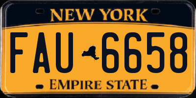 NY license plate FAU6658