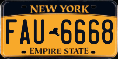 NY license plate FAU6668