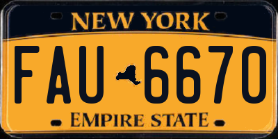 NY license plate FAU6670