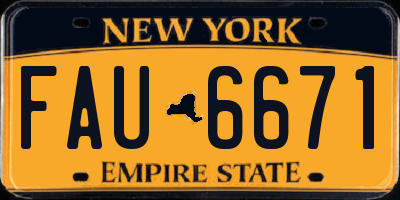 NY license plate FAU6671