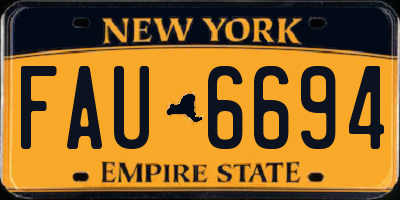 NY license plate FAU6694