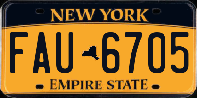 NY license plate FAU6705