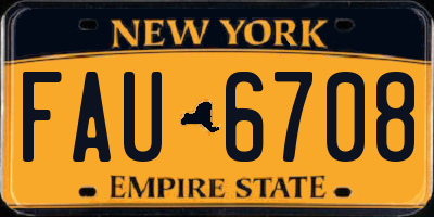 NY license plate FAU6708