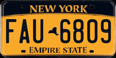 NY license plate FAU6809