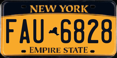 NY license plate FAU6828