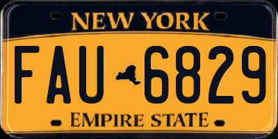 NY license plate FAU6829