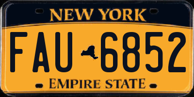 NY license plate FAU6852