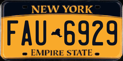 NY license plate FAU6929