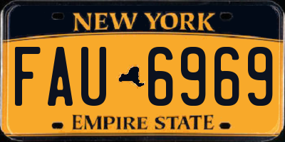 NY license plate FAU6969