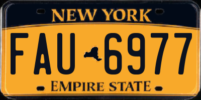 NY license plate FAU6977