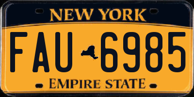 NY license plate FAU6985