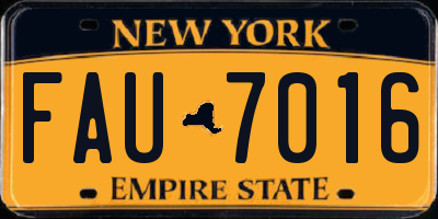 NY license plate FAU7016