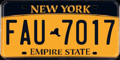 NY license plate FAU7017