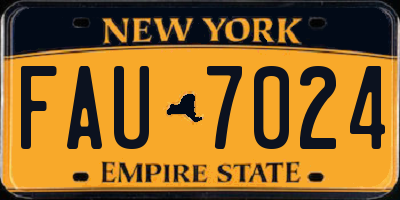 NY license plate FAU7024