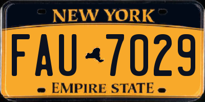 NY license plate FAU7029