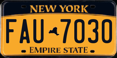 NY license plate FAU7030
