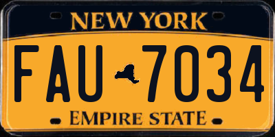 NY license plate FAU7034