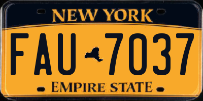 NY license plate FAU7037