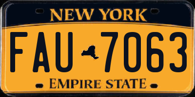 NY license plate FAU7063