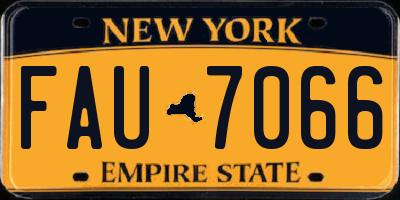 NY license plate FAU7066