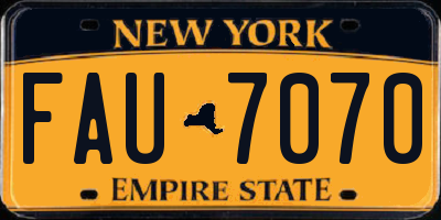 NY license plate FAU7070