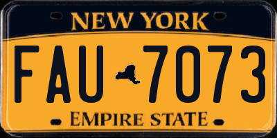 NY license plate FAU7073