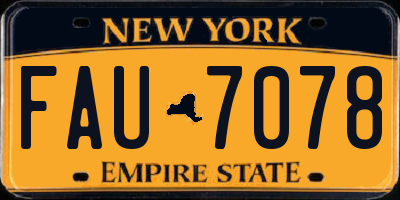 NY license plate FAU7078