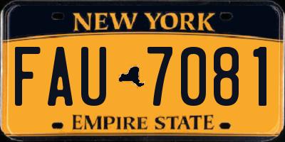 NY license plate FAU7081