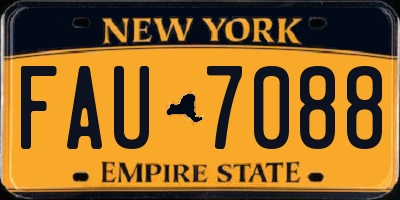 NY license plate FAU7088