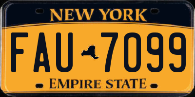 NY license plate FAU7099