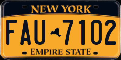 NY license plate FAU7102