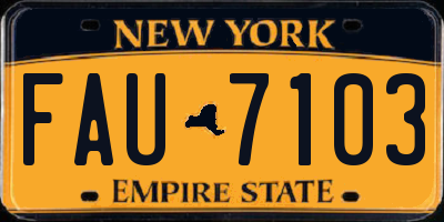 NY license plate FAU7103