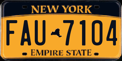 NY license plate FAU7104