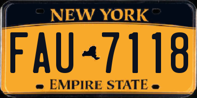 NY license plate FAU7118