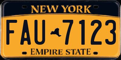 NY license plate FAU7123