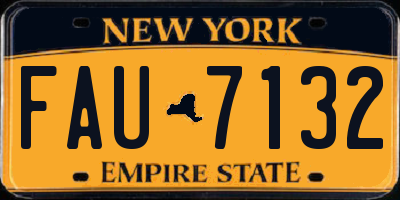 NY license plate FAU7132