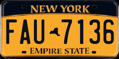 NY license plate FAU7136