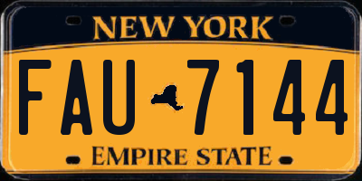 NY license plate FAU7144