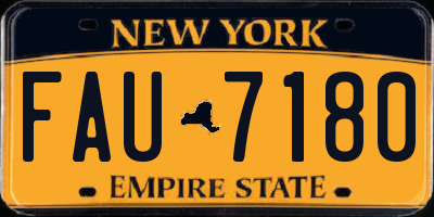 NY license plate FAU7180
