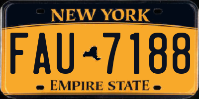 NY license plate FAU7188