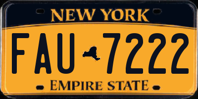 NY license plate FAU7222