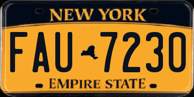 NY license plate FAU7230